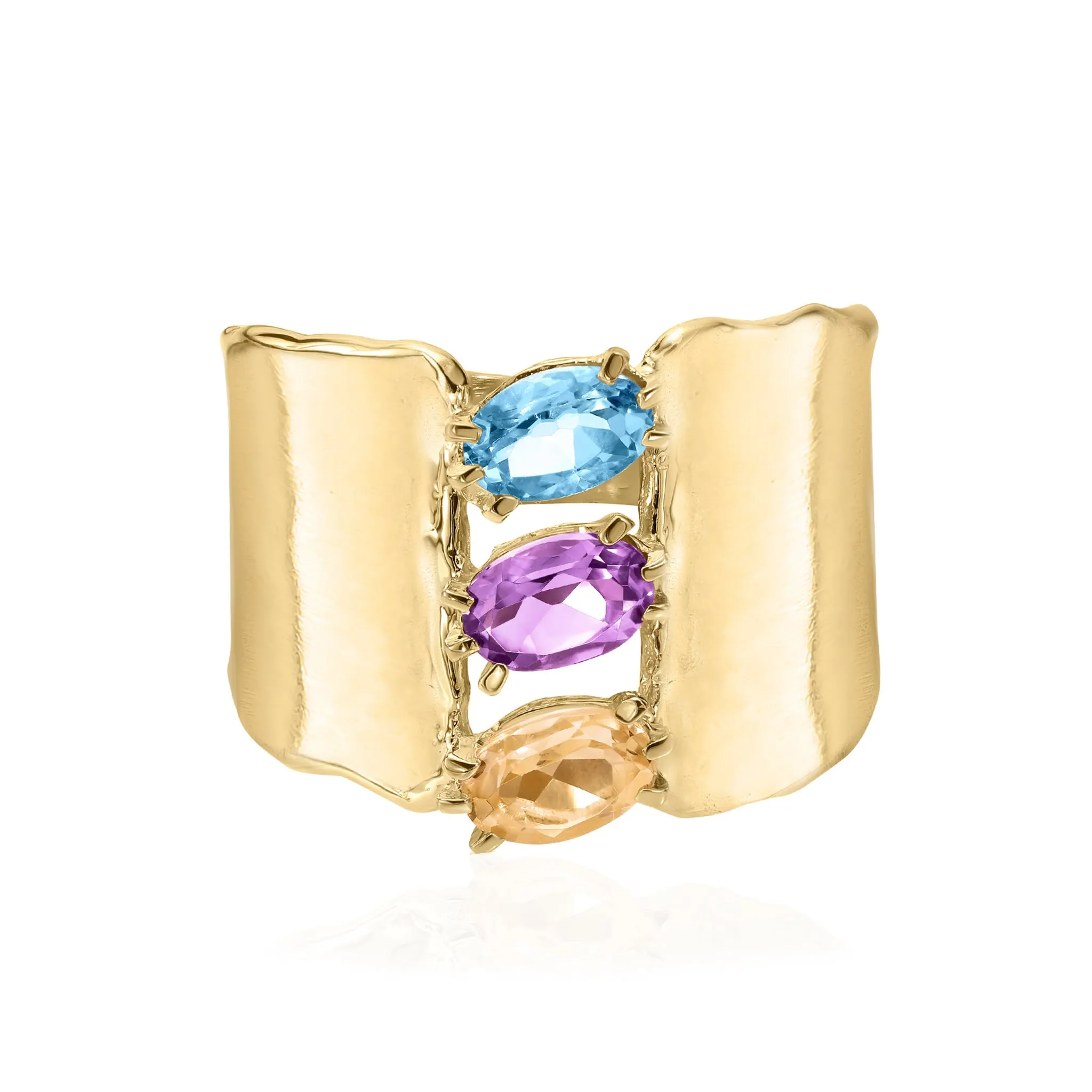 14K Gold Trio Mulit-Stone Ring