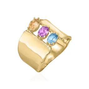 14K Gold Trio Mulit-Stone Ring