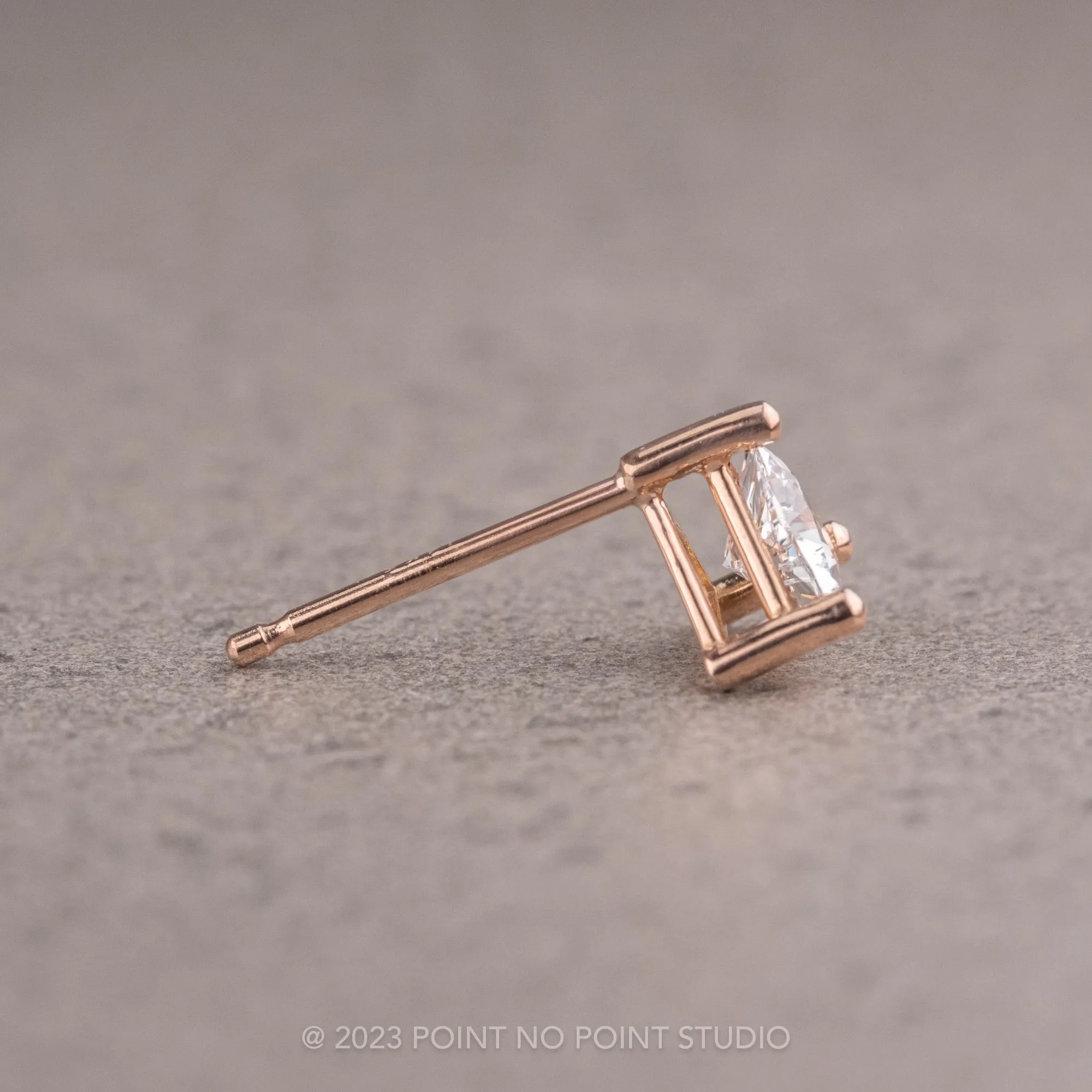 14k Rose Gold Sapphire Trillion Studs