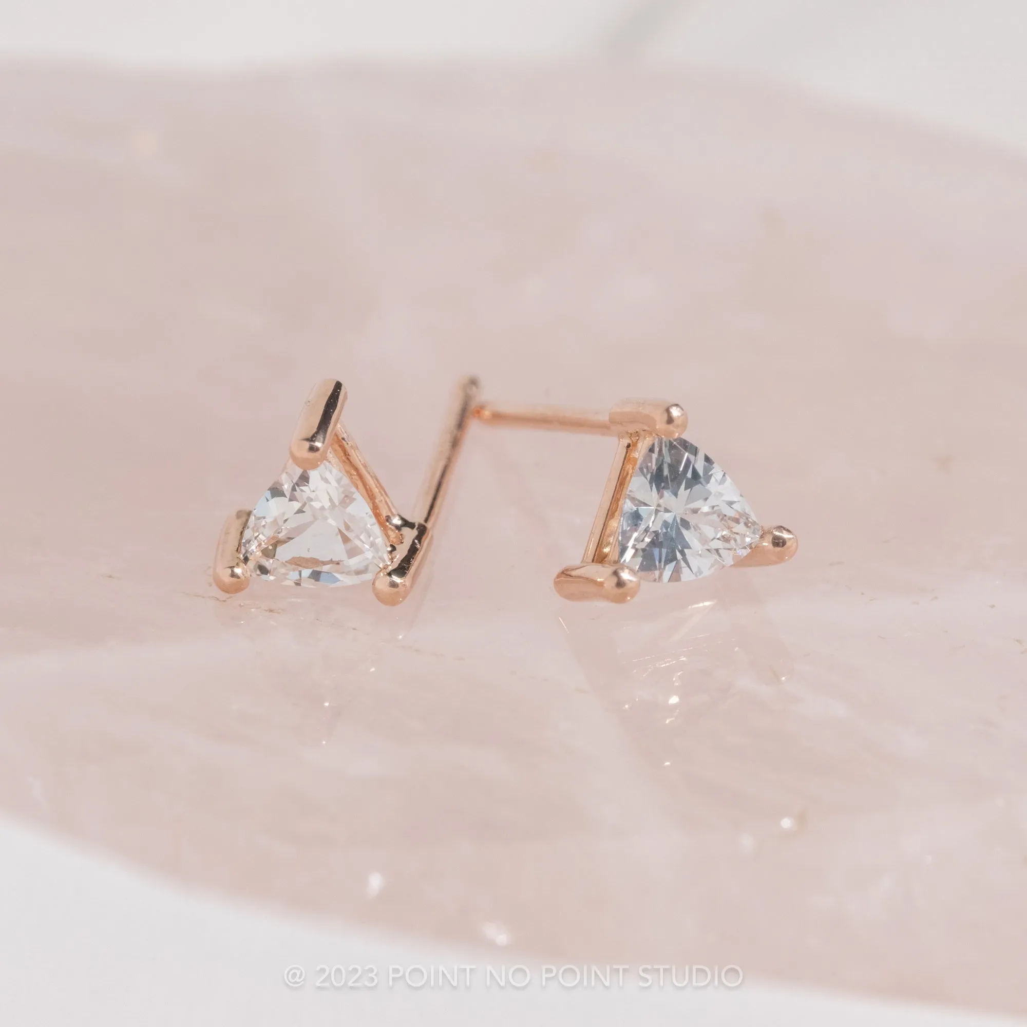 14k Rose Gold Sapphire Trillion Studs