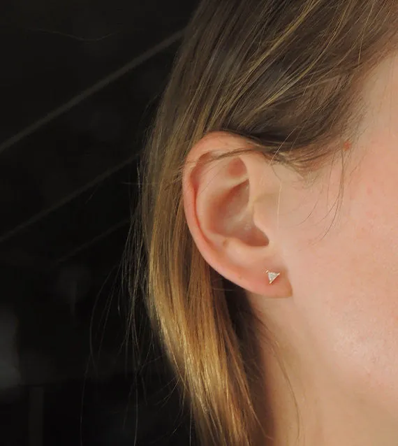 14k Rose Gold Sapphire Trillion Studs