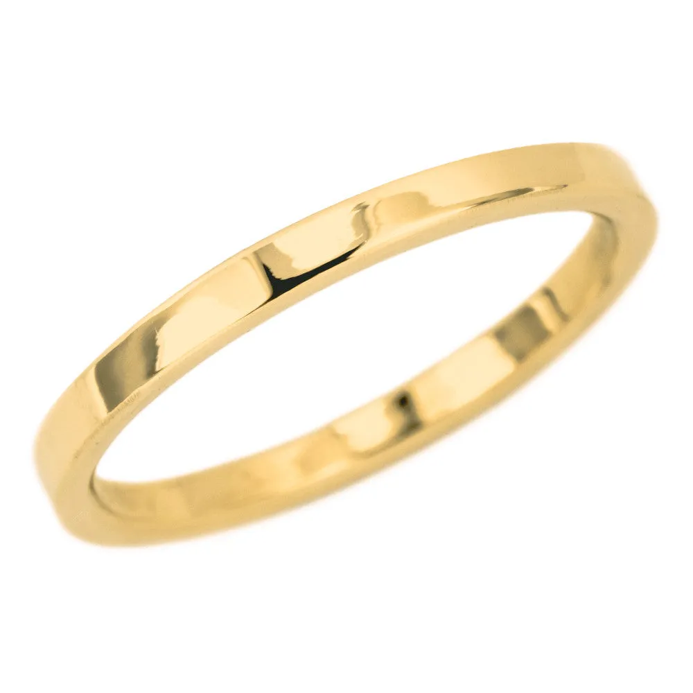 1.7mm Wide x 1.7mm 14k Yellow Gold Square Wedding Band, Polished