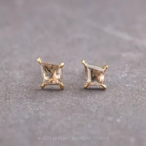 .27tcw Salt and Pepper Kite Diamond Studs, 14k Yellow Gold Earrings
