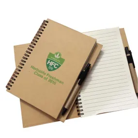 A5 Coil Spiral Notebook with Pen Eco-Friendly Kraft