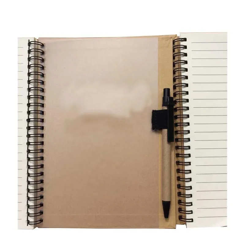 A5 Coil Spiral Notebook with Pen Eco-Friendly Kraft