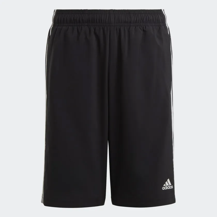 ADIDAS KID'S 3-STRIPES WOVEN BLACK SHORTS