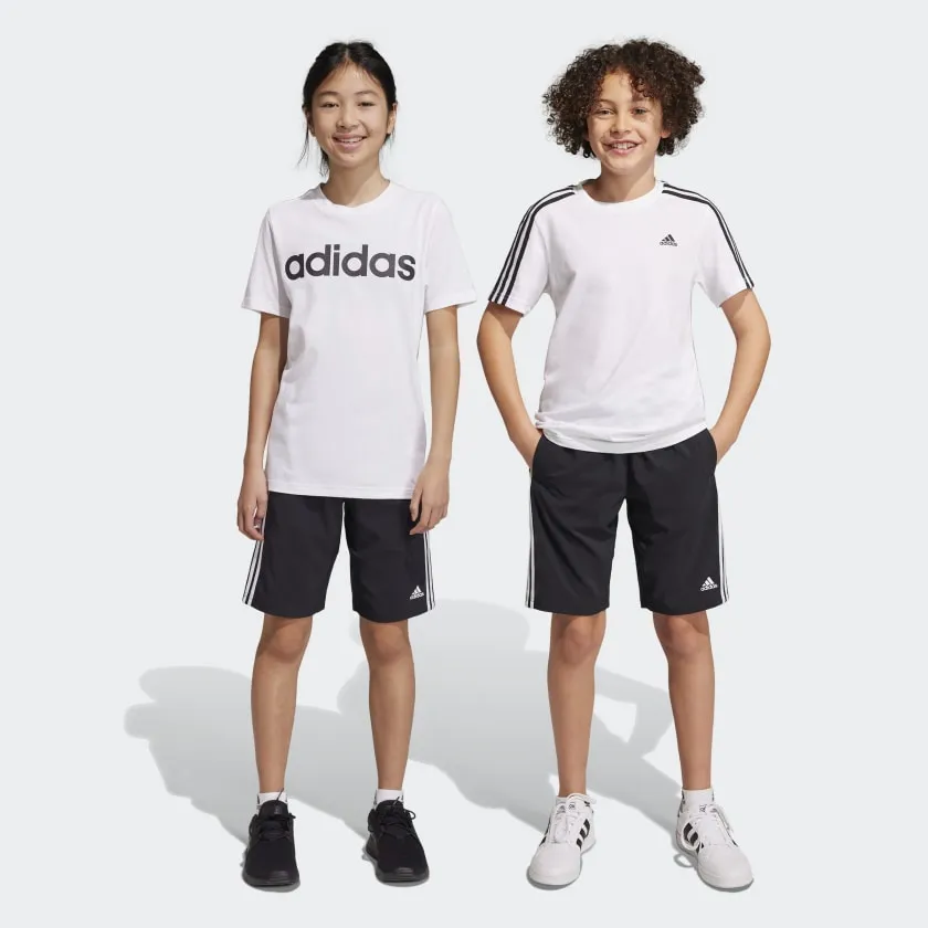 ADIDAS KID'S 3-STRIPES WOVEN BLACK SHORTS
