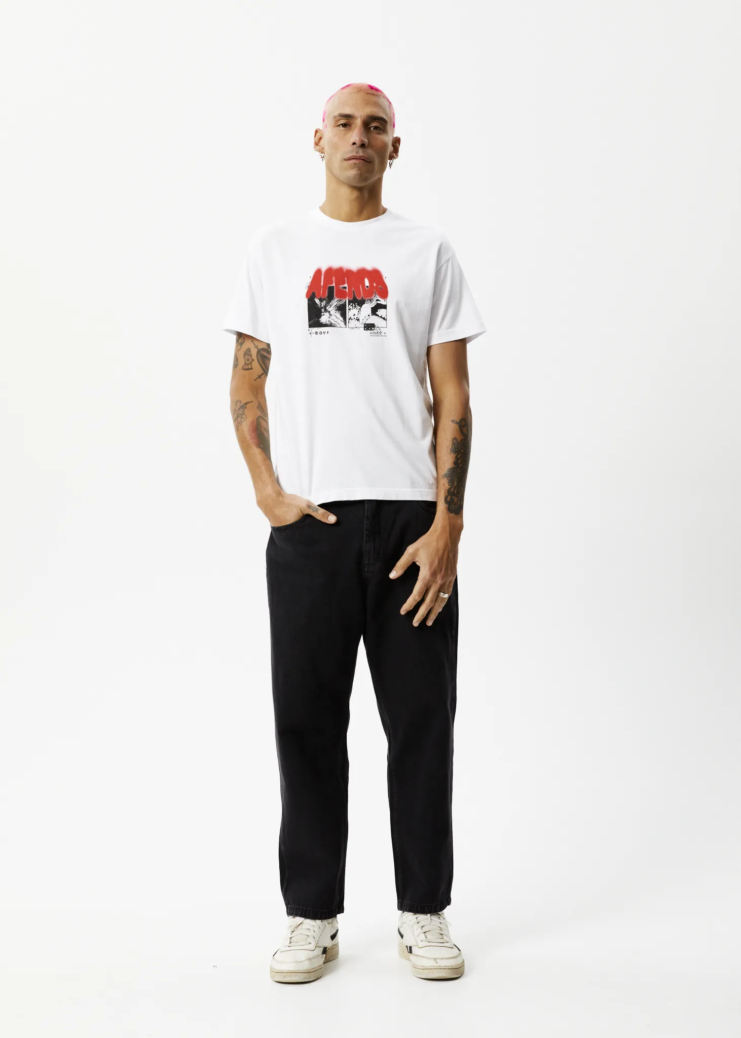 AFENDS Mens Future - Slim Fit Graphic T-Shirt - White