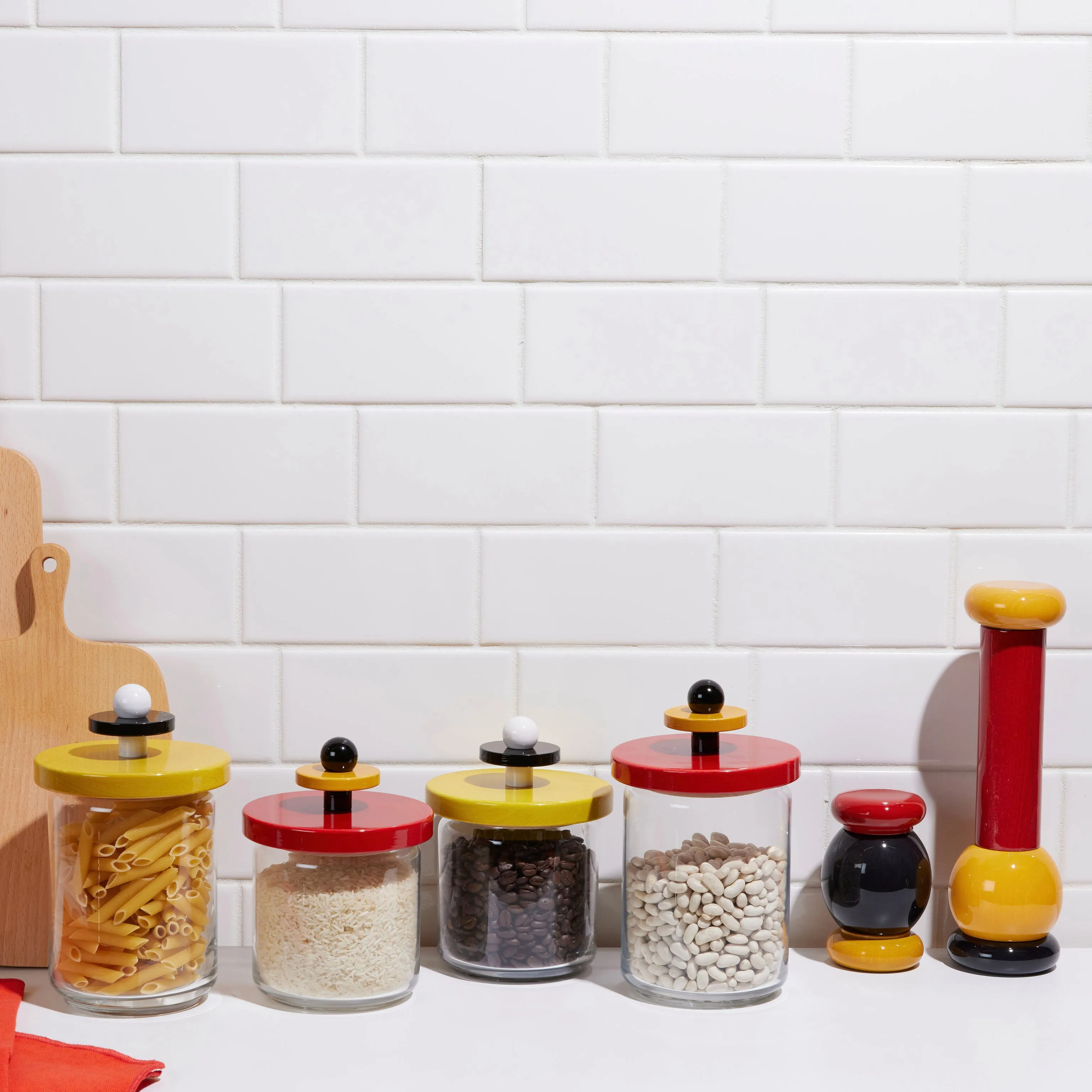 Alessi Ettore Sottsass Suppose Glass Kitchen Jar - Red