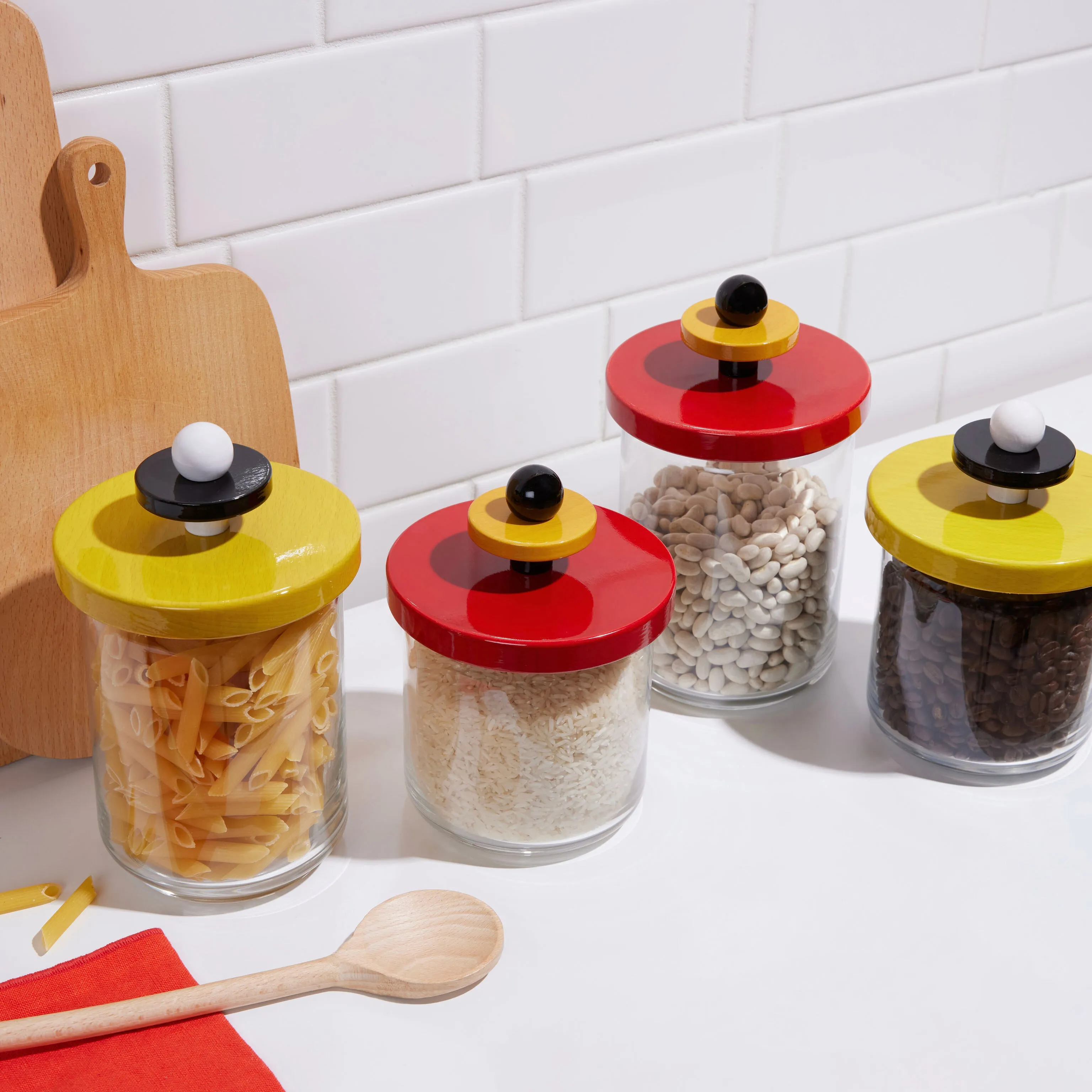 Alessi Ettore Sottsass Suppose Glass Kitchen Jar - Red