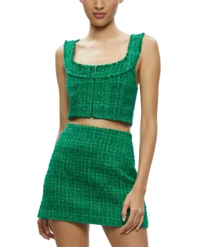 Alice   Olivia Kensie Scoop Neck Cropped Wool-Blend Bustier