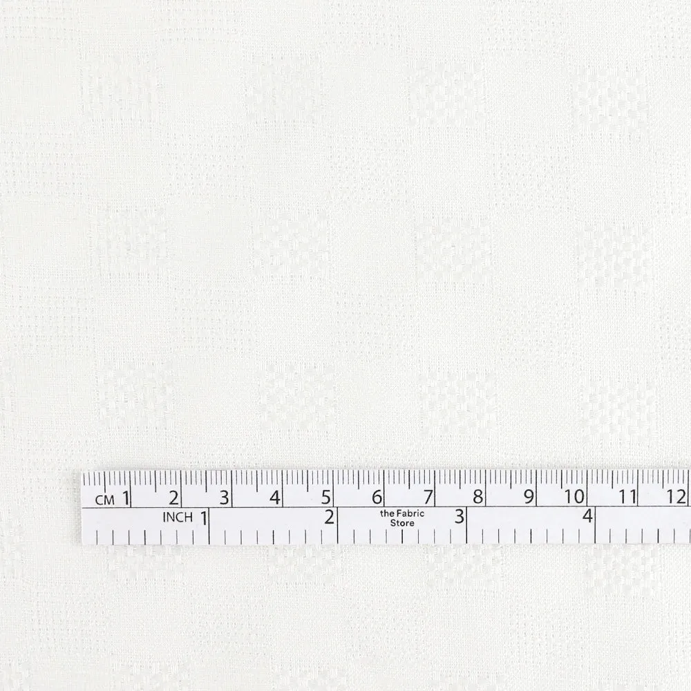 Basketweave Check Linen / Cotton - Ivory