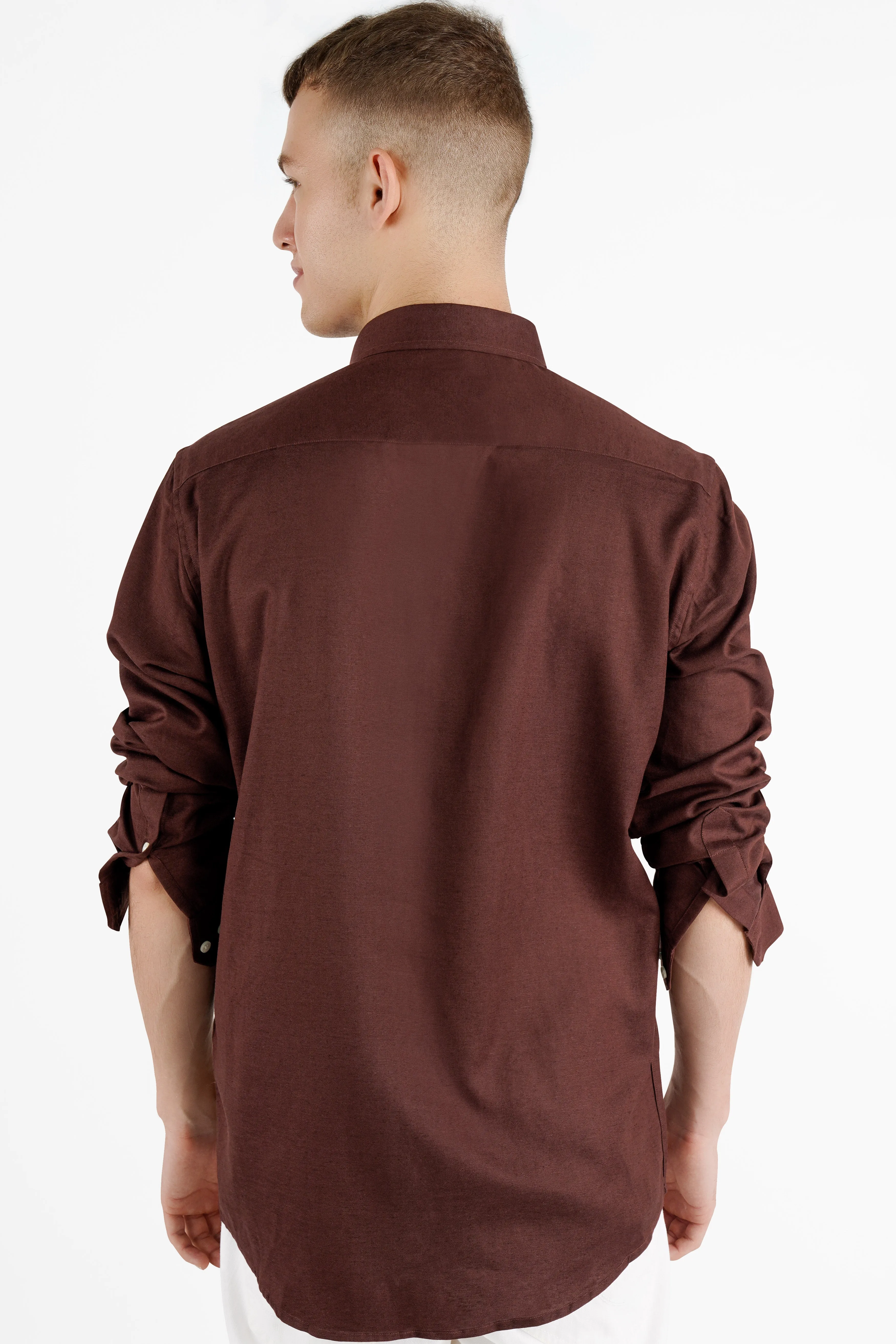 Bistre Brown Hand Painted Luxurious Linen Designer Shirt