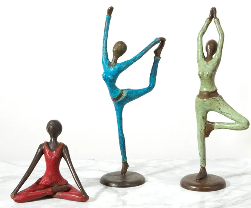 Bronze Sculpture of Woman doing Yoga Tree Pose, Fair Trade from Burkina Faso