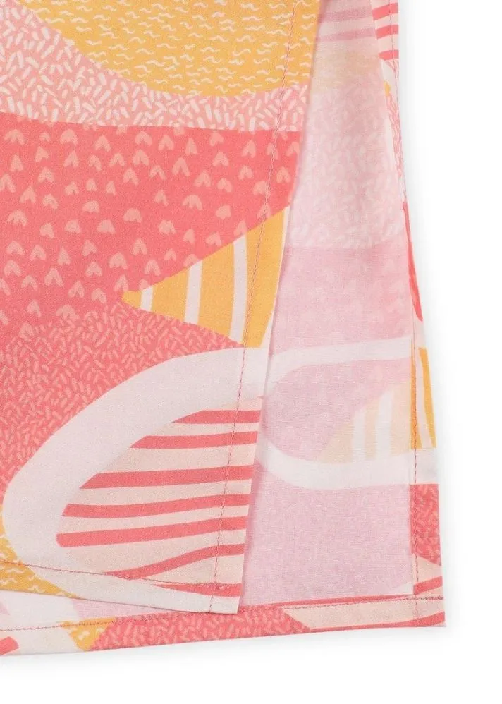 Candy Escape Printed Sleeveless Cotton Midi Dress With Tie-Up