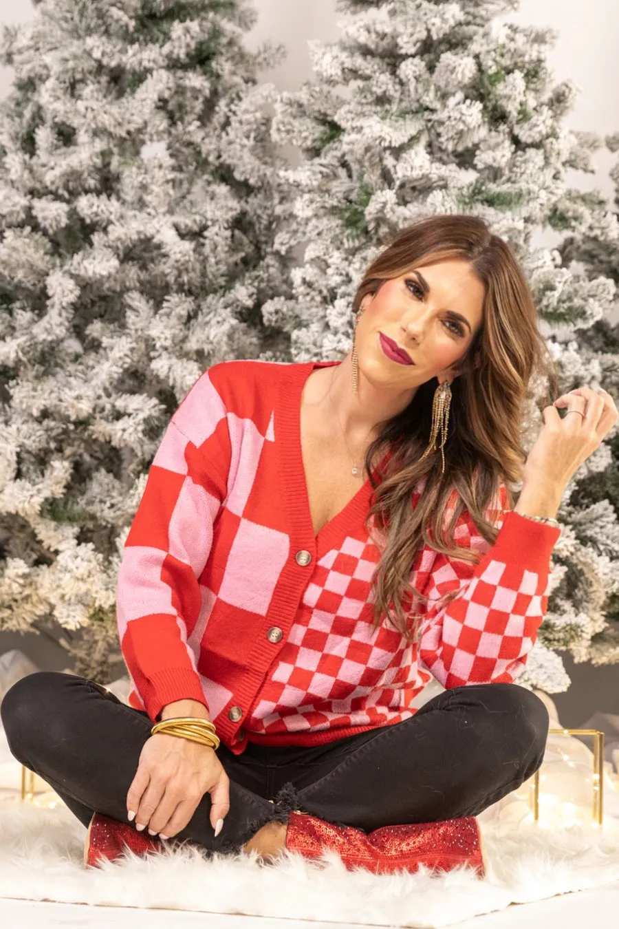 Check Your Sources Checkered Cardigan
