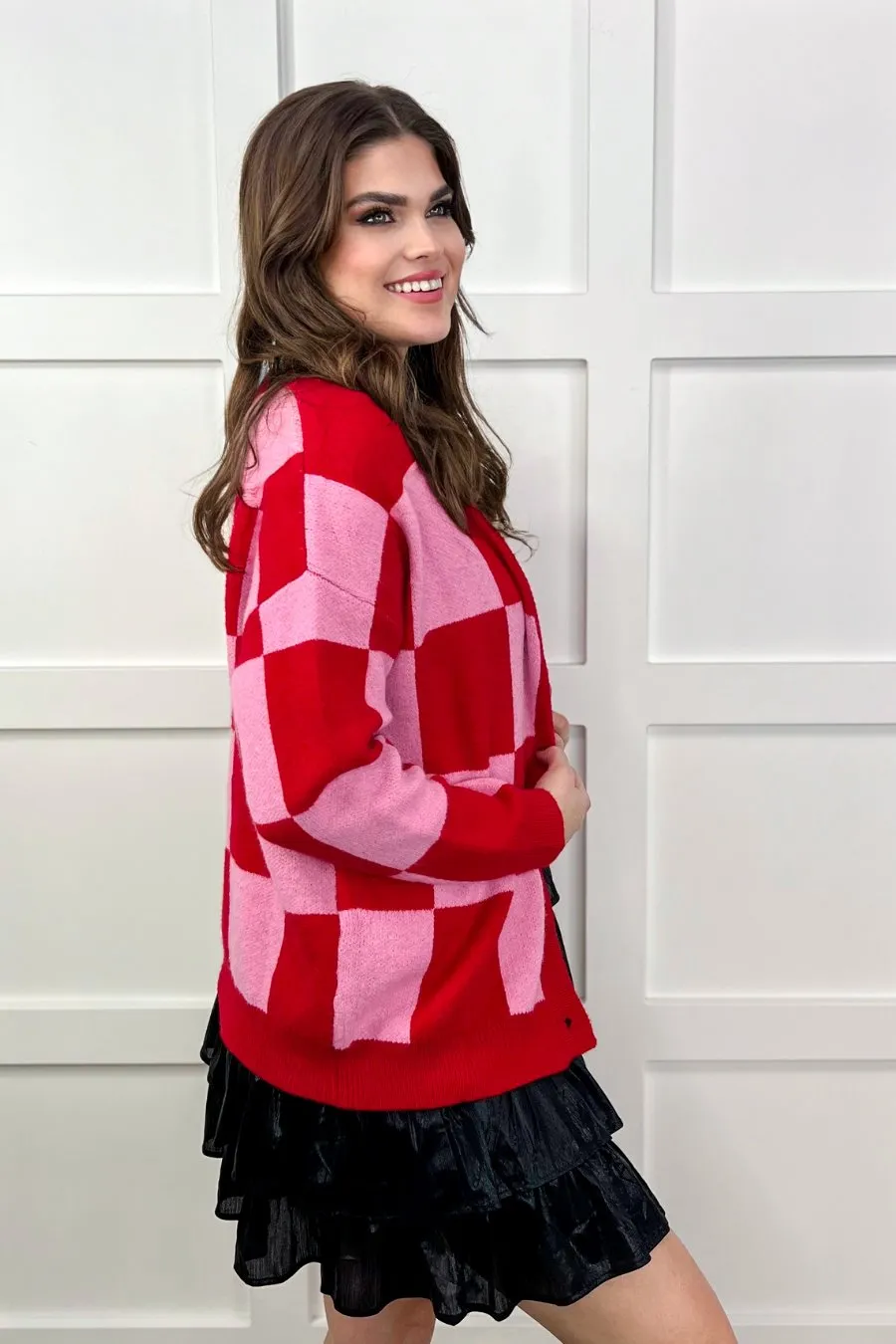 Check Your Sources Checkered Cardigan
