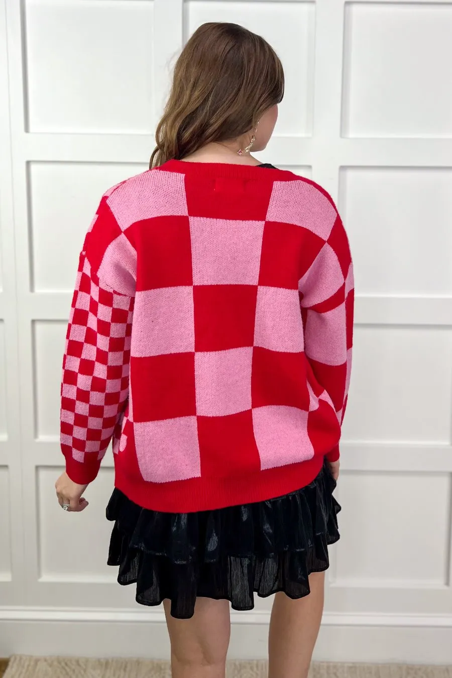 Check Your Sources Checkered Cardigan