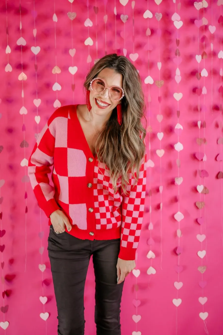 Check Your Sources Checkered Cardigan