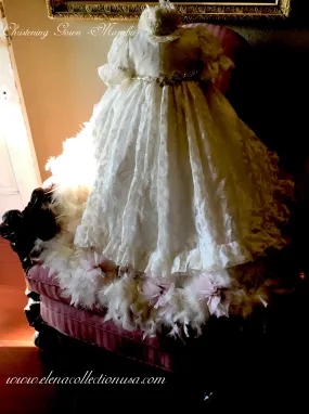 Christening Silk Jacquard Gown - Marabu