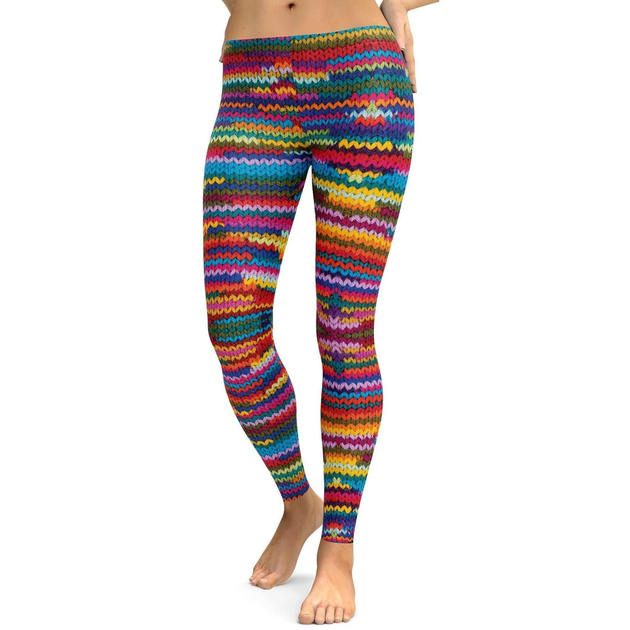 Colorful Knitted Pattern Leggings