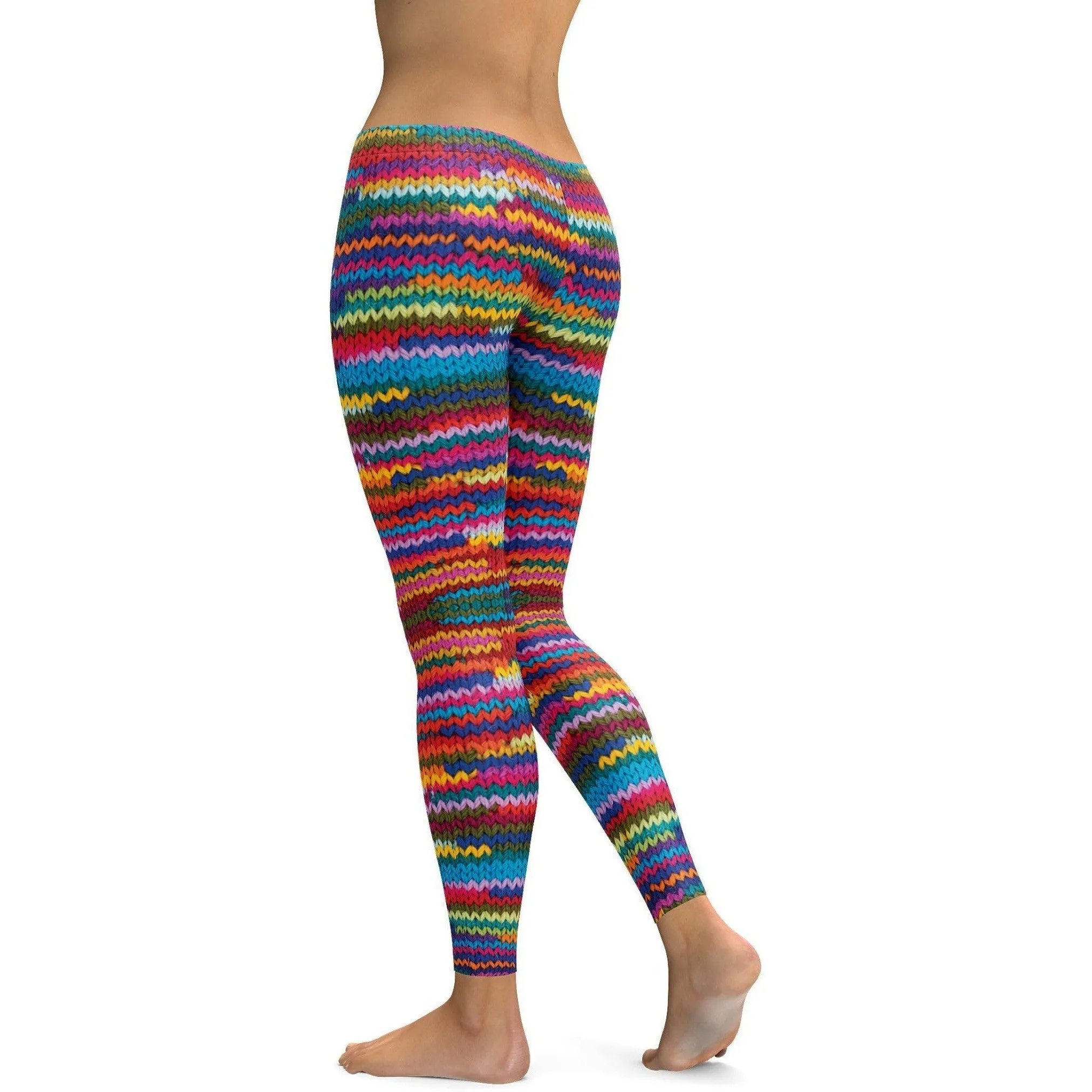 Colorful Knitted Pattern Leggings