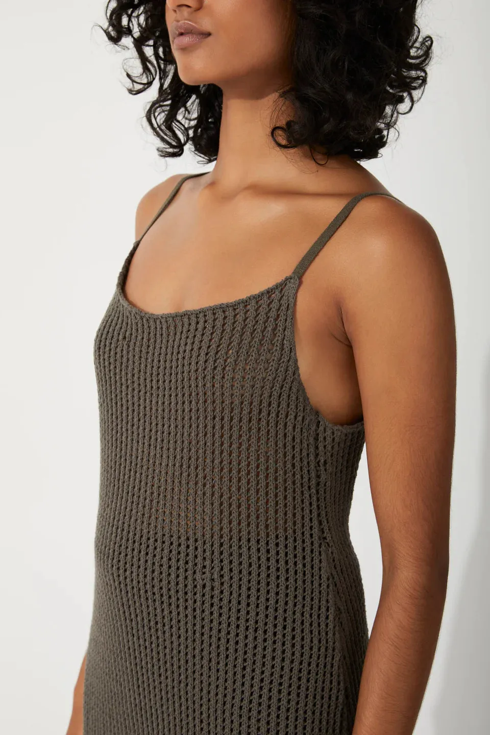 COTTON CROCHET DRESS | CHARCOAL