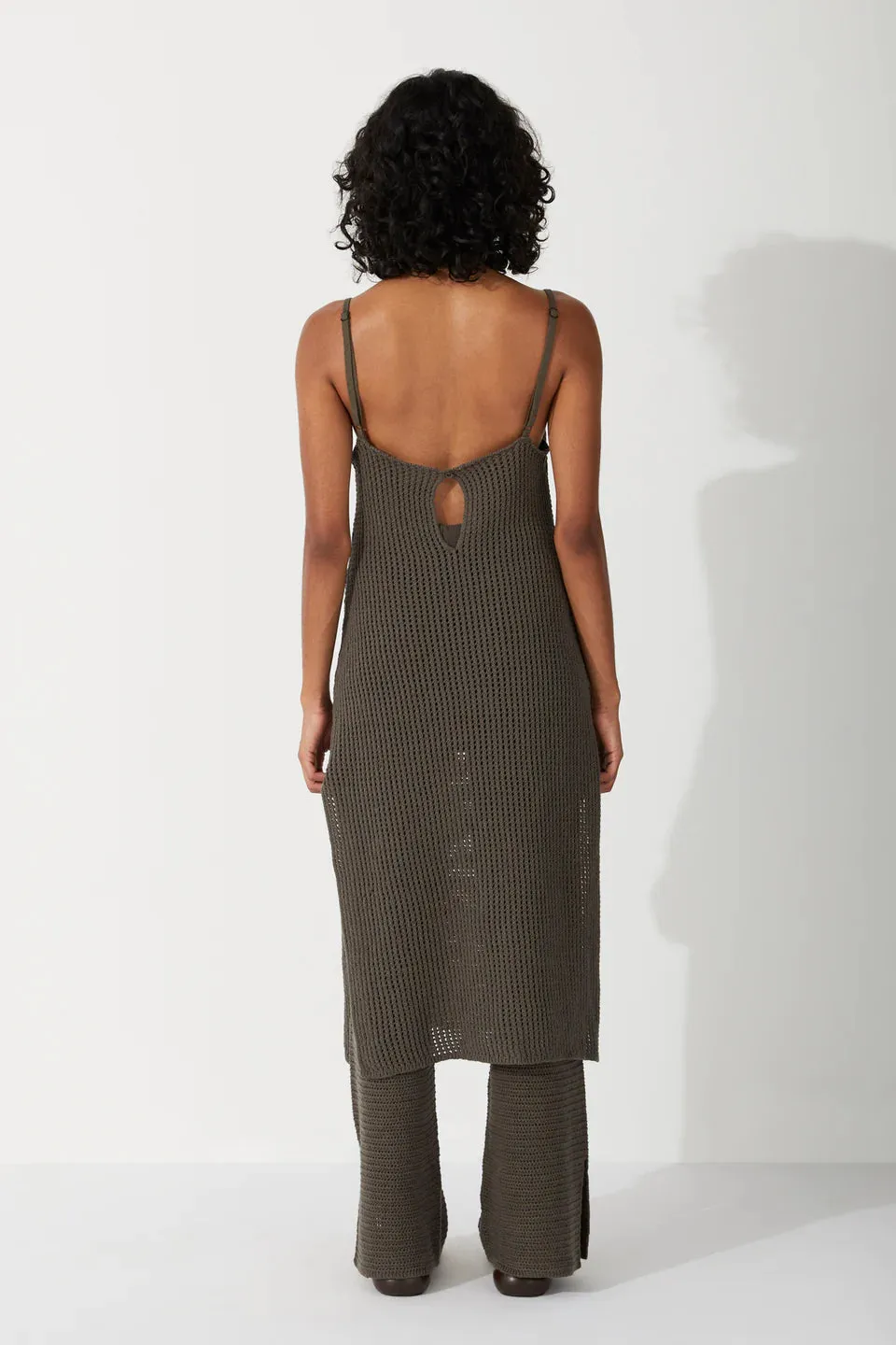 COTTON CROCHET DRESS | CHARCOAL
