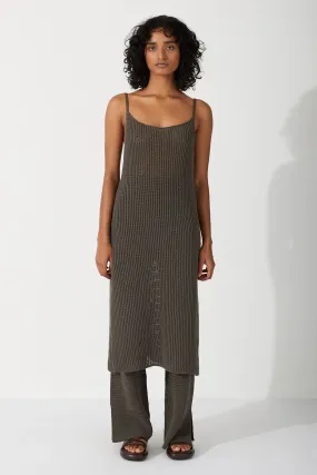 COTTON CROCHET DRESS | CHARCOAL