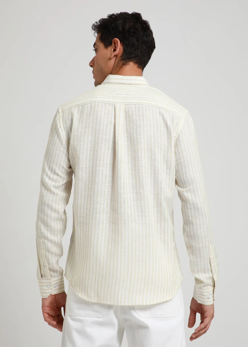 Cream Stripe Blended linen shirt