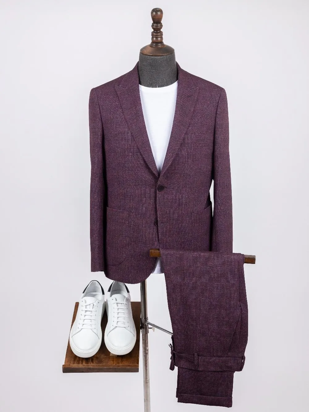 Davis Maroon Set Blazer Linen Suit