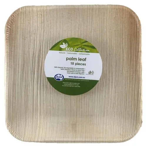 Eco-Friendly Palm Leaf Square Plates (Pk 10)