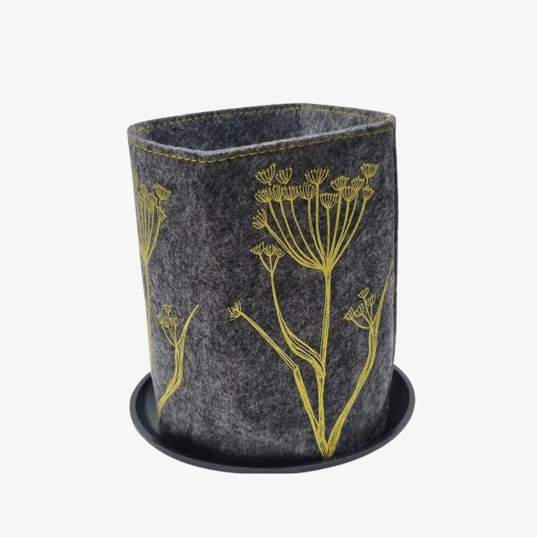 Fennel Ecofelt Grow Bag Yellow Print on Grey