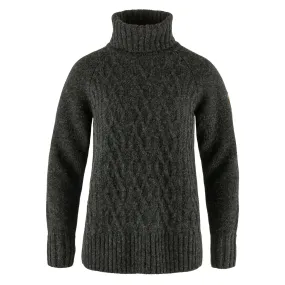 Fjallraven Womens Ovik Cable Knit Roller Neck Dark Grey