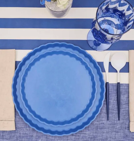 French Blue Pleated Dinner Plates