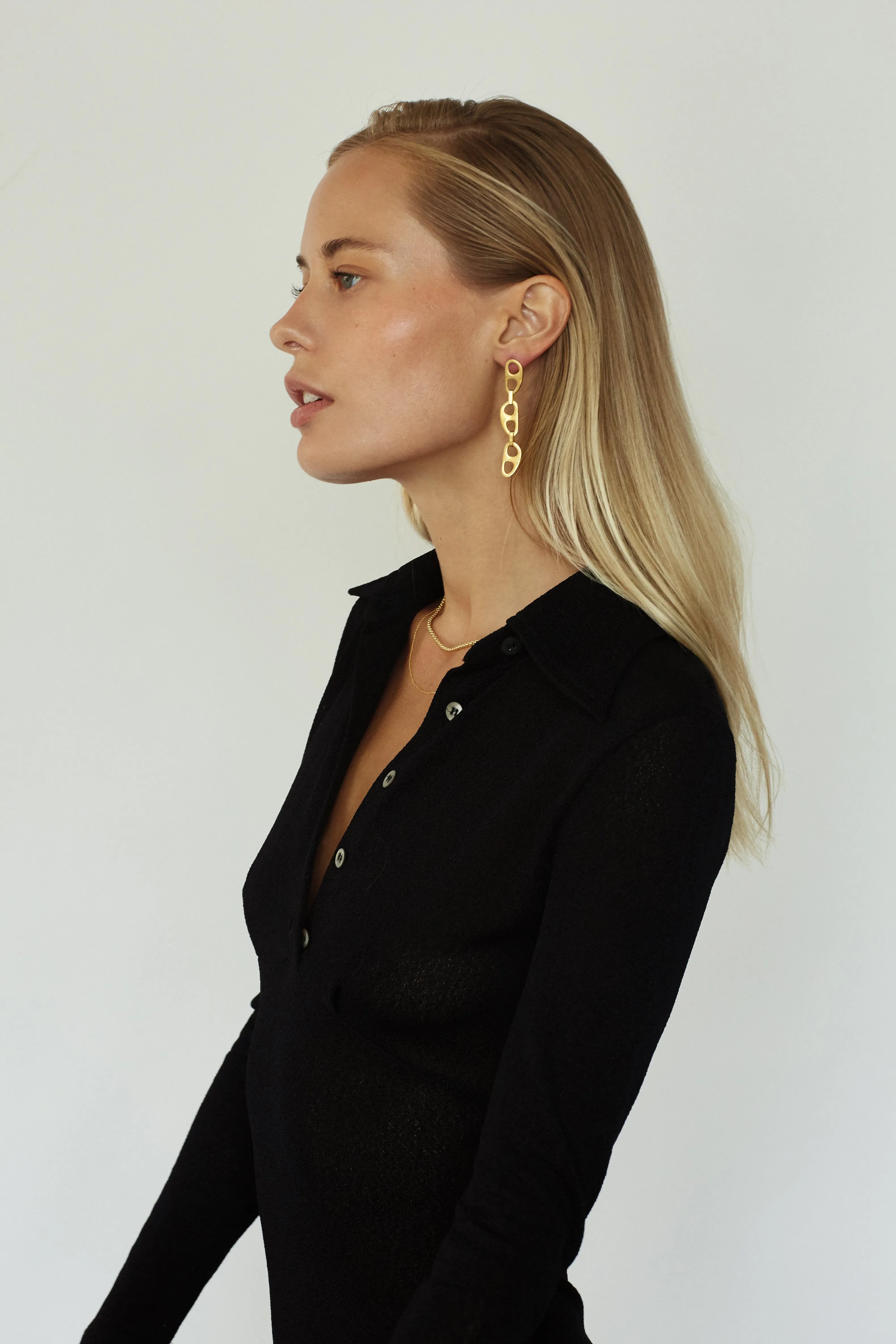 Gold Tab Drop Earrings