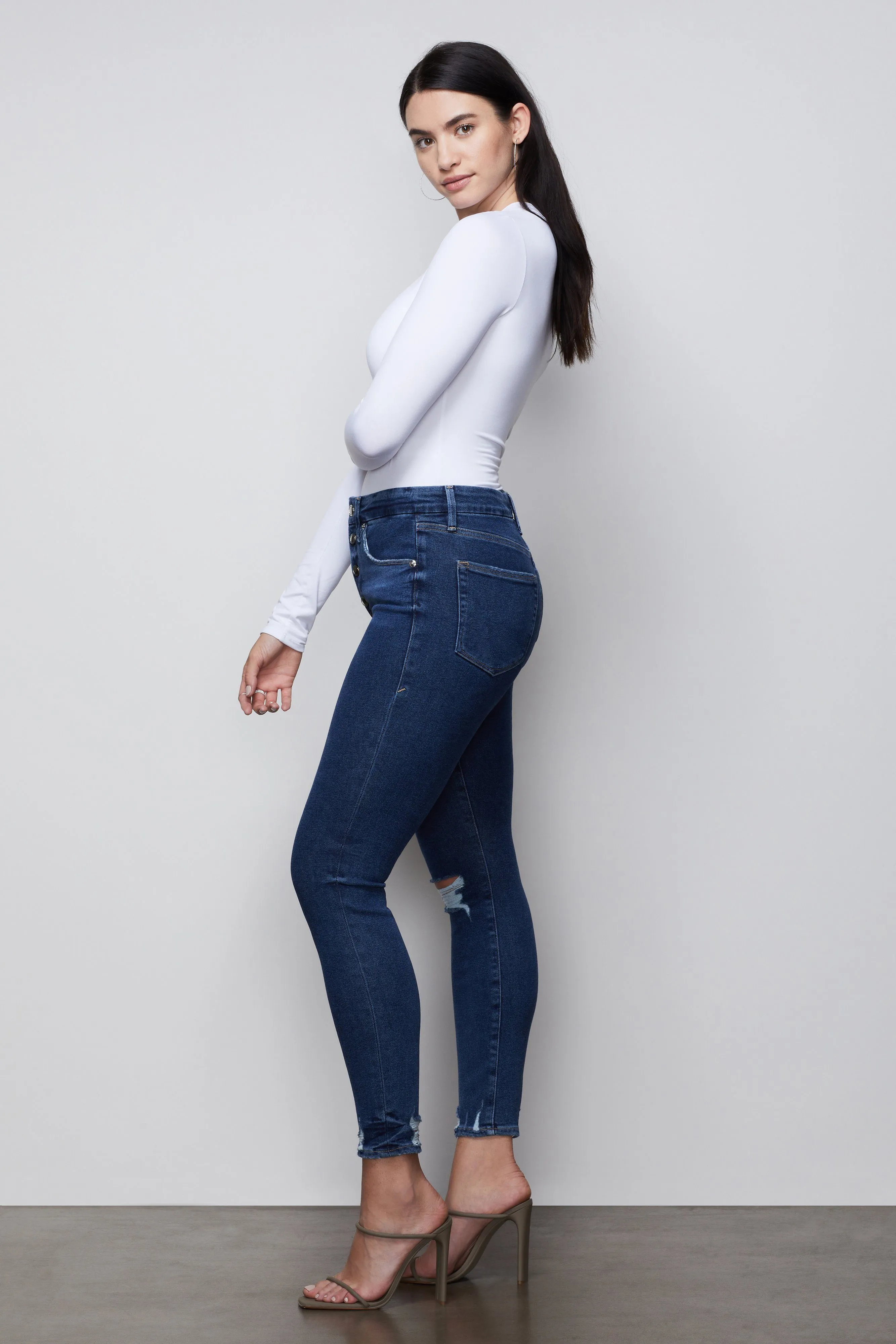 GOOD WAIST EXPOSED BUTTONS | BLUE393