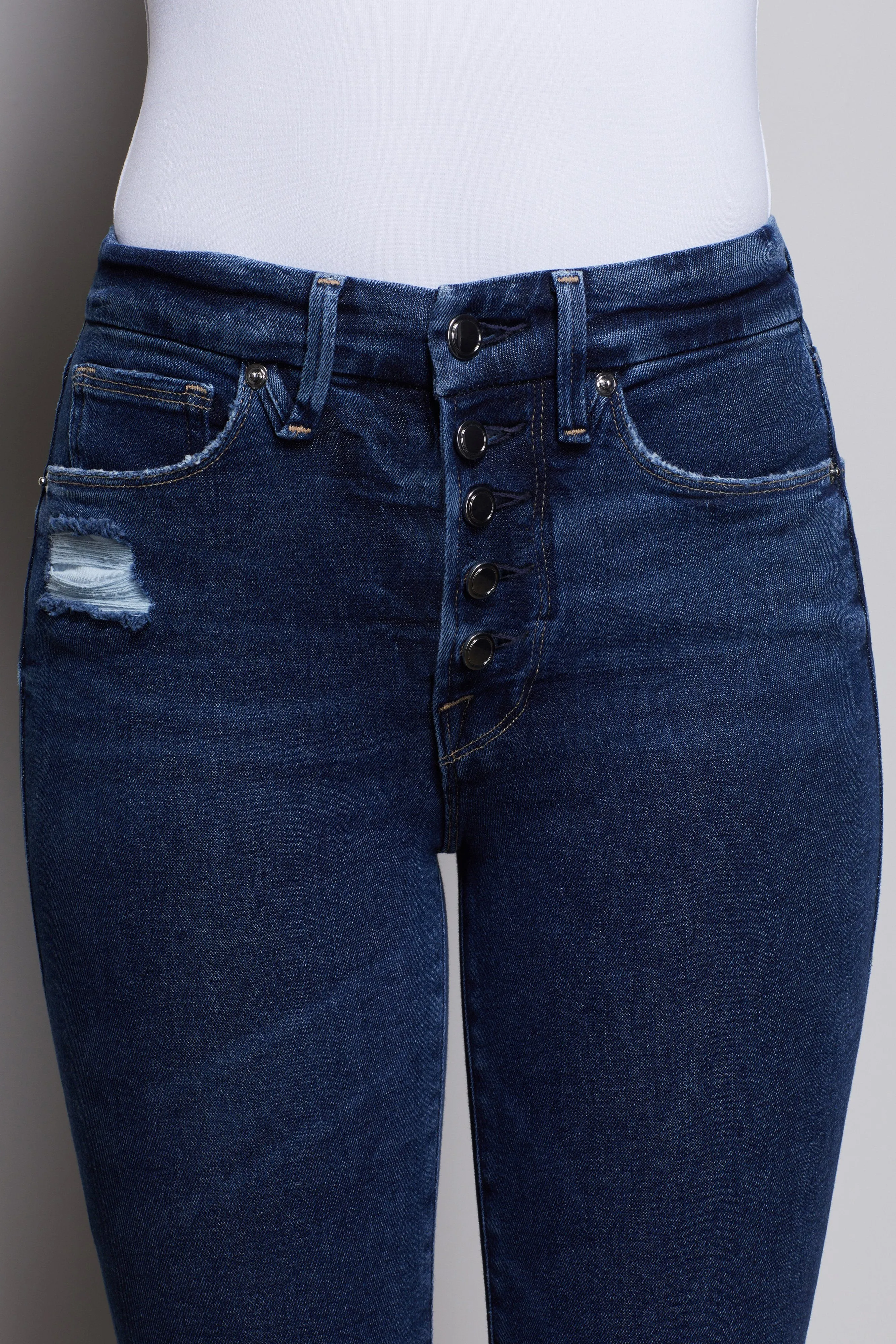 GOOD WAIST EXPOSED BUTTONS | BLUE393