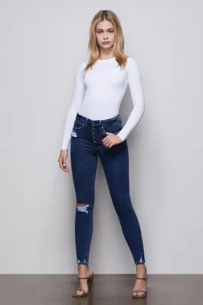 GOOD WAIST EXPOSED BUTTONS | BLUE393