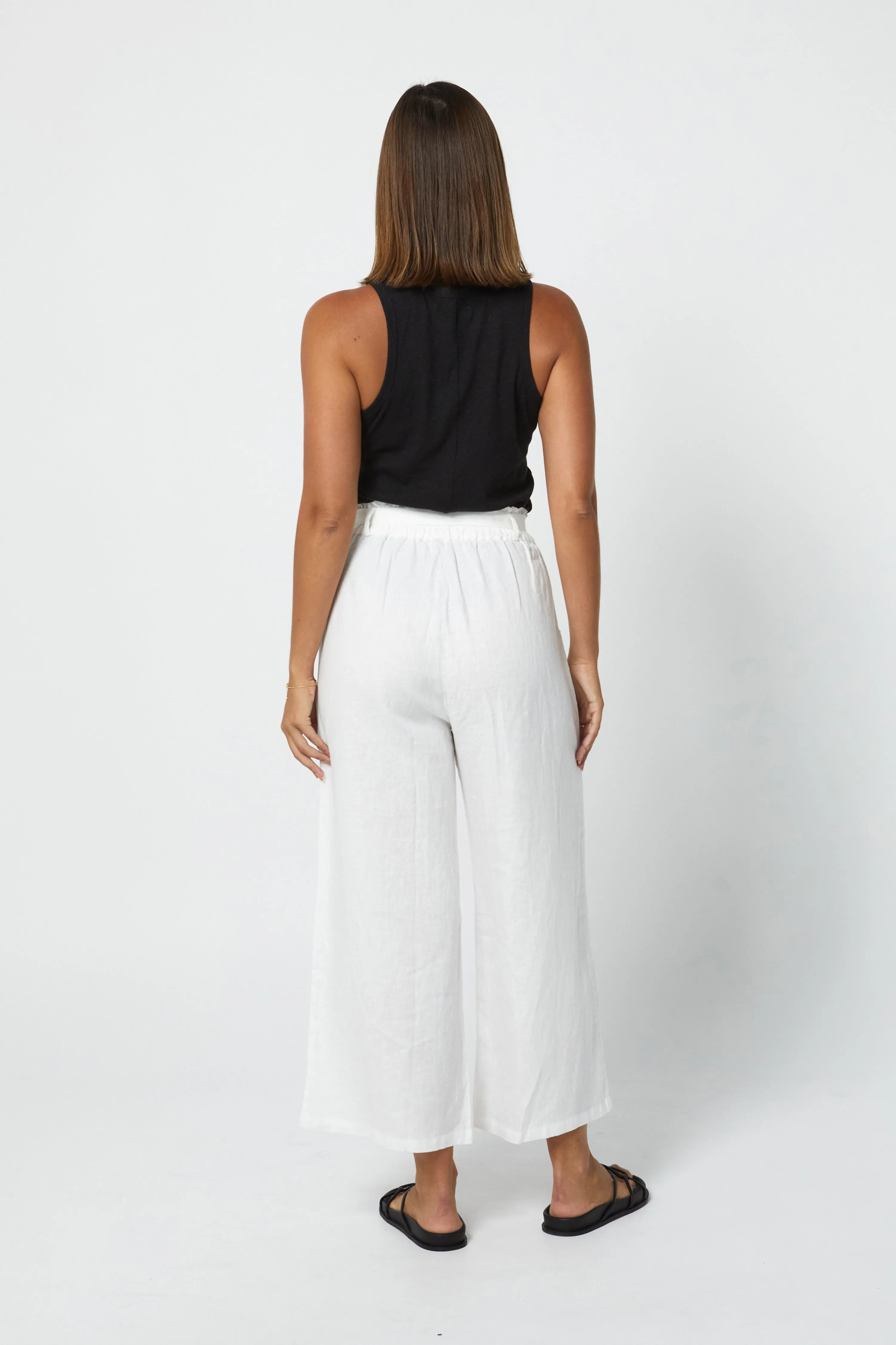 HARLOW LINEN SINGLET - BLACK