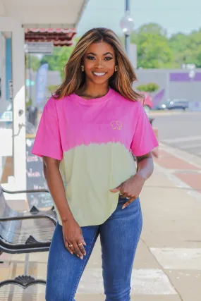 Ivory Ella Heritage Pink & Yellow Ombre Oversized Graphic Tee