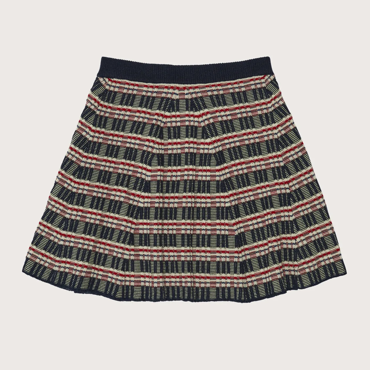 Jacquard Rib Skirt in 100% Merino - Navy (Teens-Womens S)