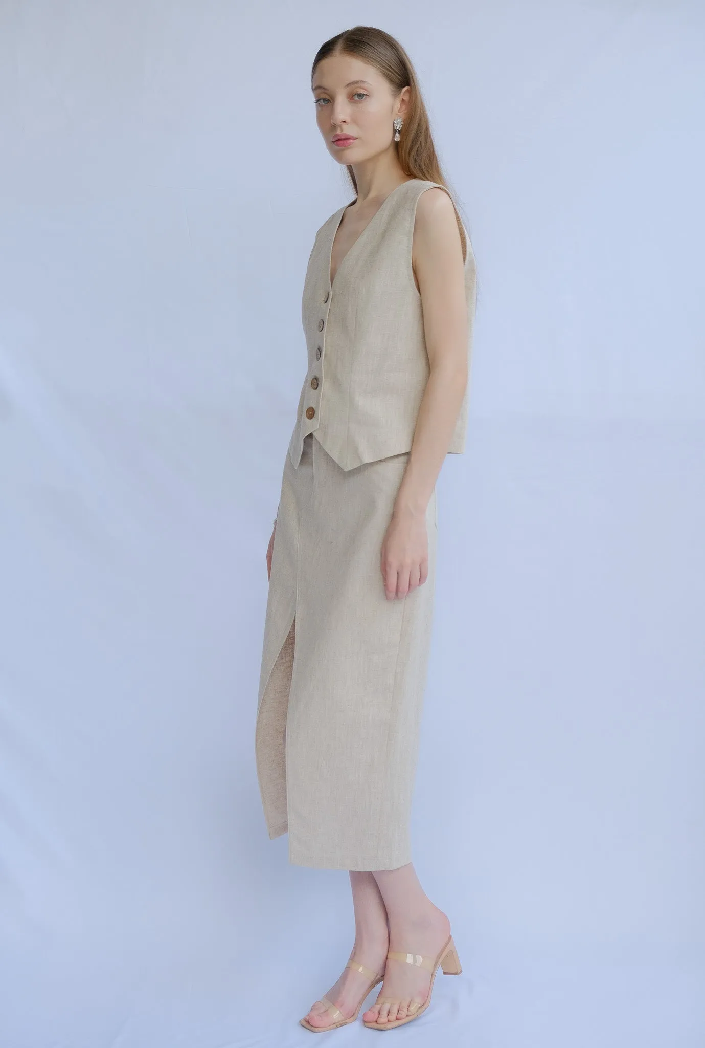 Jo 100% Linen Vest Shirt