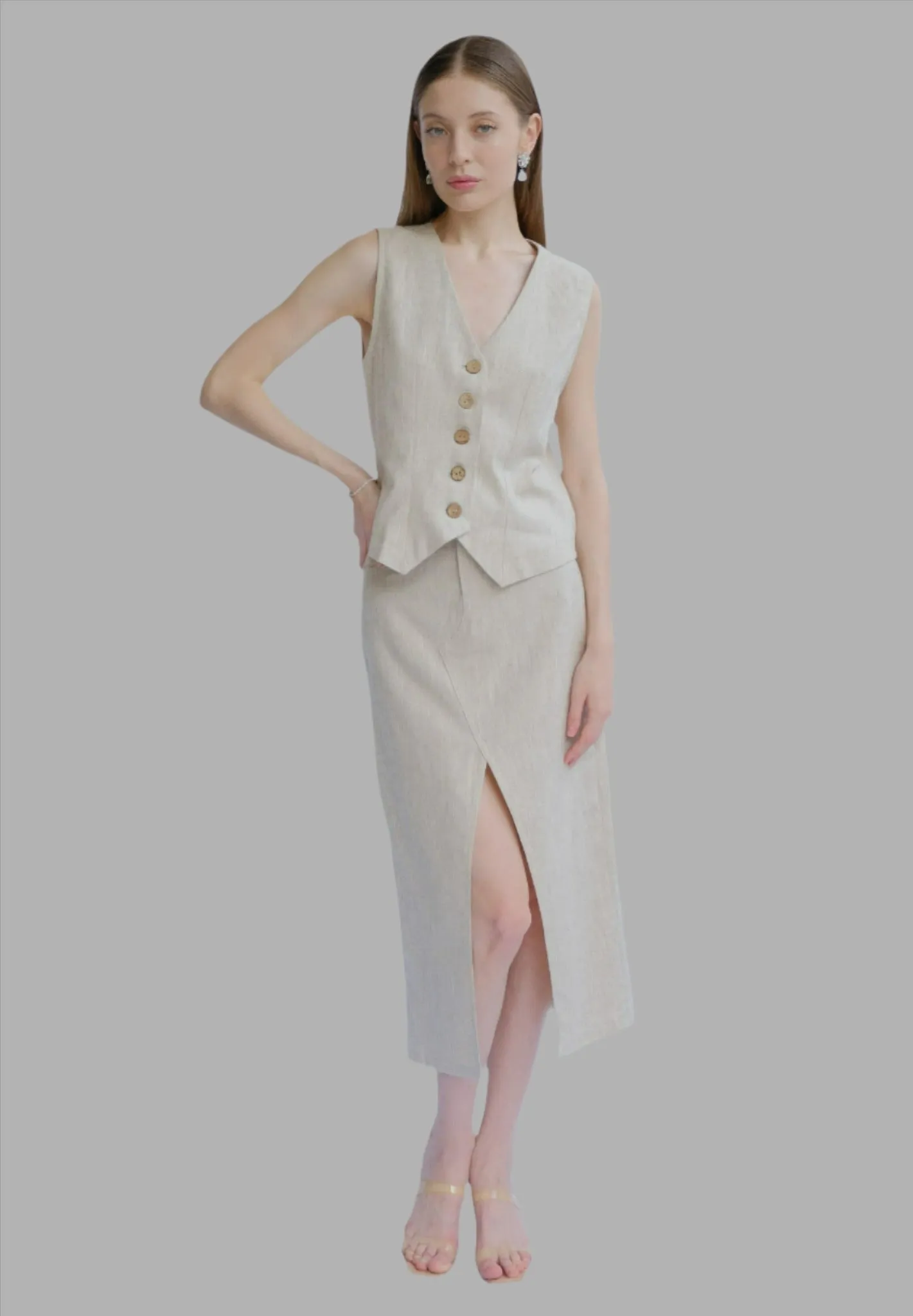 Jo 100% Linen Vest Shirt