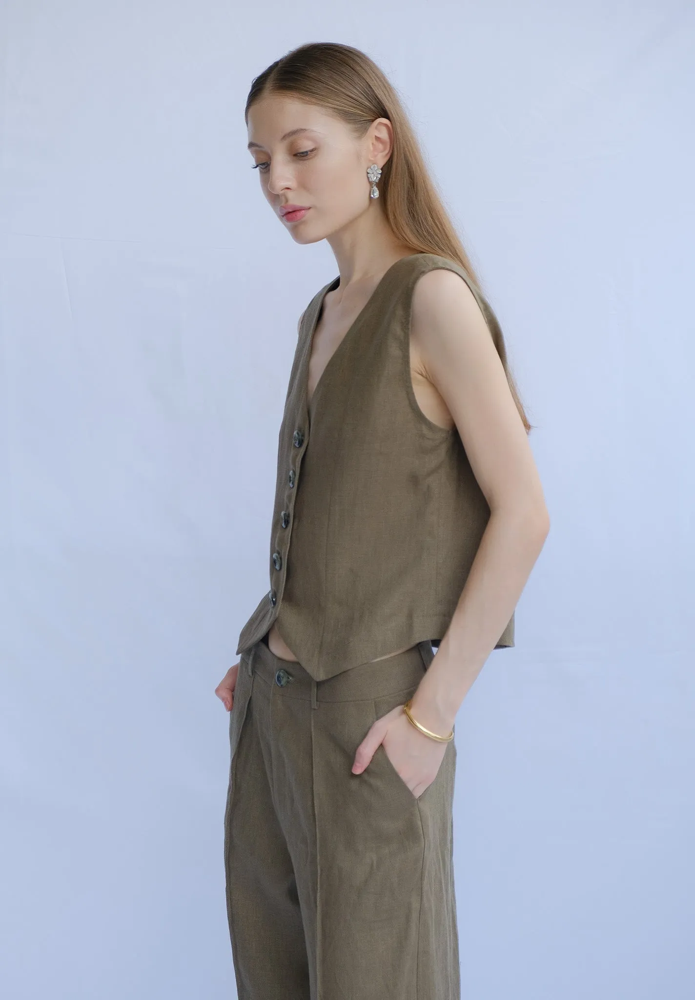 Jo 100% Linen Vest Shirt