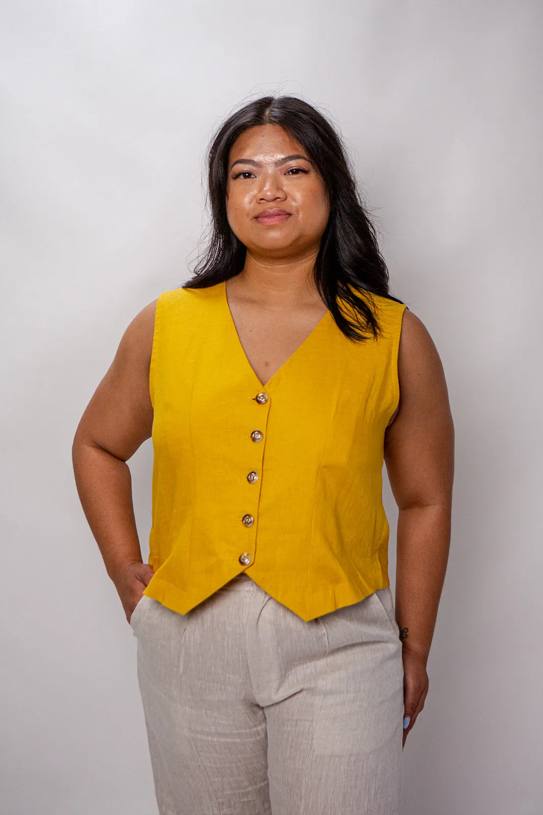 Jo 100% Linen Vest Shirt