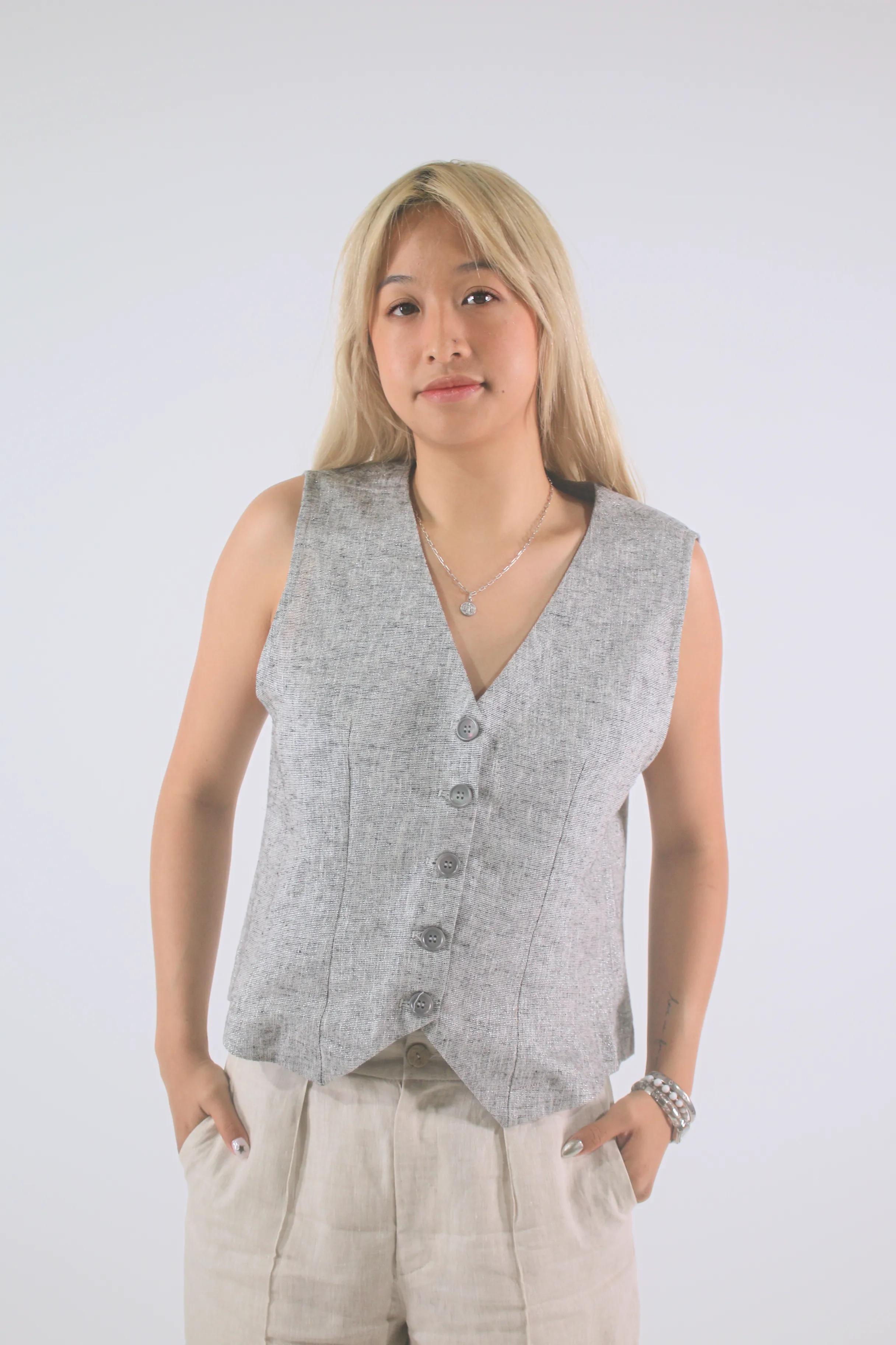 Jo 100% Linen Vest Shirt
