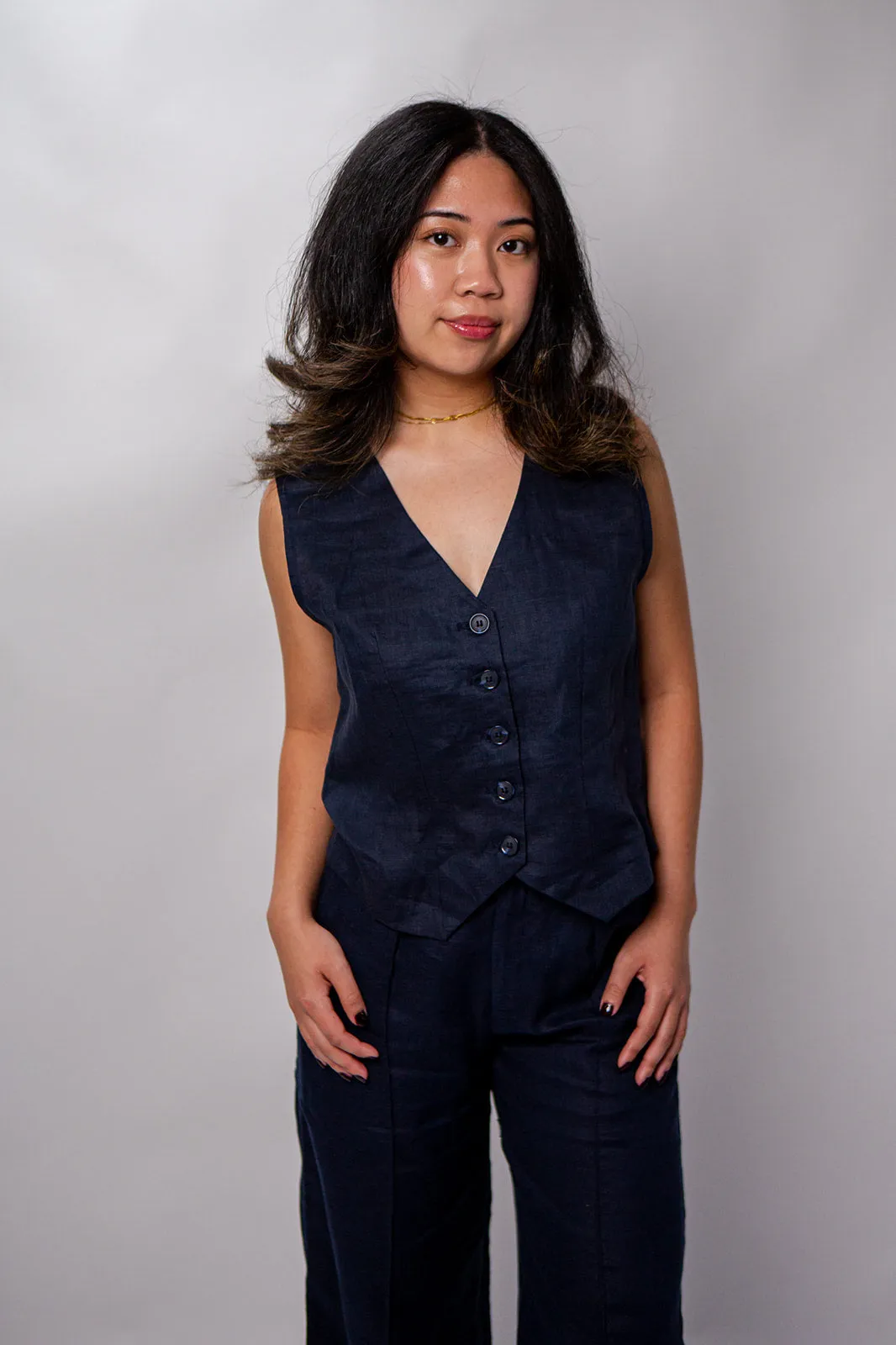 Jo 100% Linen Vest Shirt