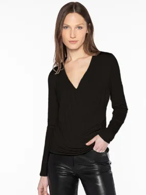Kinross Ruched Crossover Vee in Black