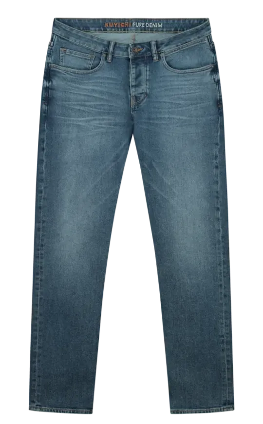 KUYICHI Jim regular slim aged indigo jeans men